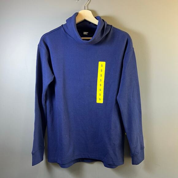 NWT Lands’ End Long-Sleeve Waffle Funnel Neck Top Navy Blue Size S - Picture 1 of 7